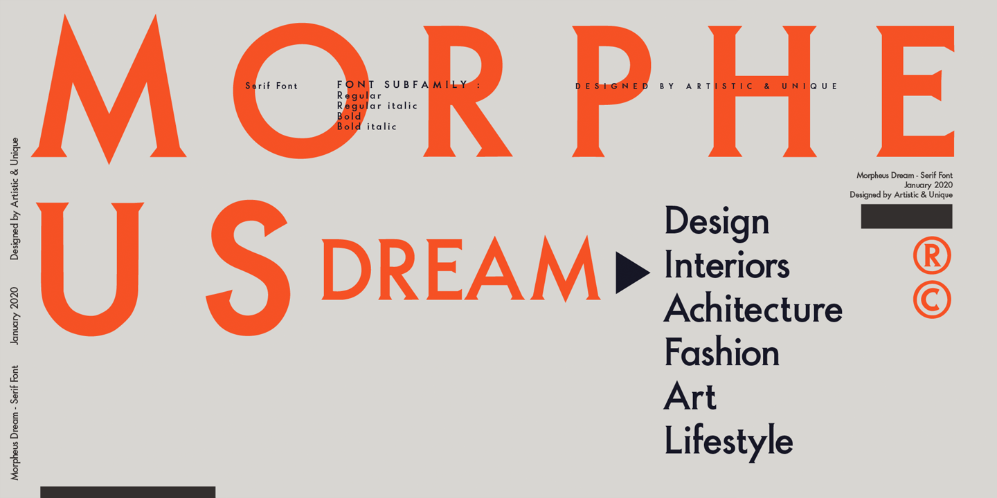 Пример шрифта Morpheus Dream